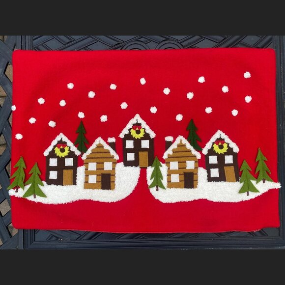 Crate and Barrel - Winter Solstice - Village - Felt Pillow Cover - Picture 1 of 7